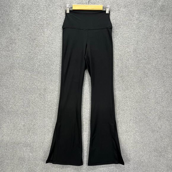 Yogalicious Lux Chelsea Side Split 7/8 Flare Black Leggings womens XS wide leg - Picture 1 of 13